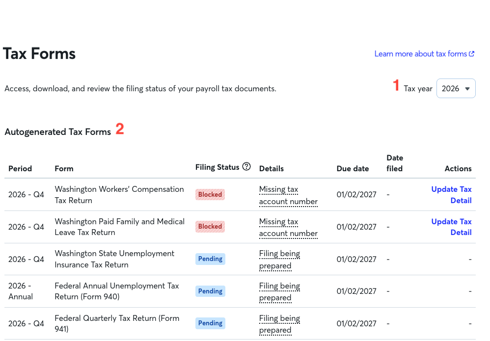 Tax Forms page
